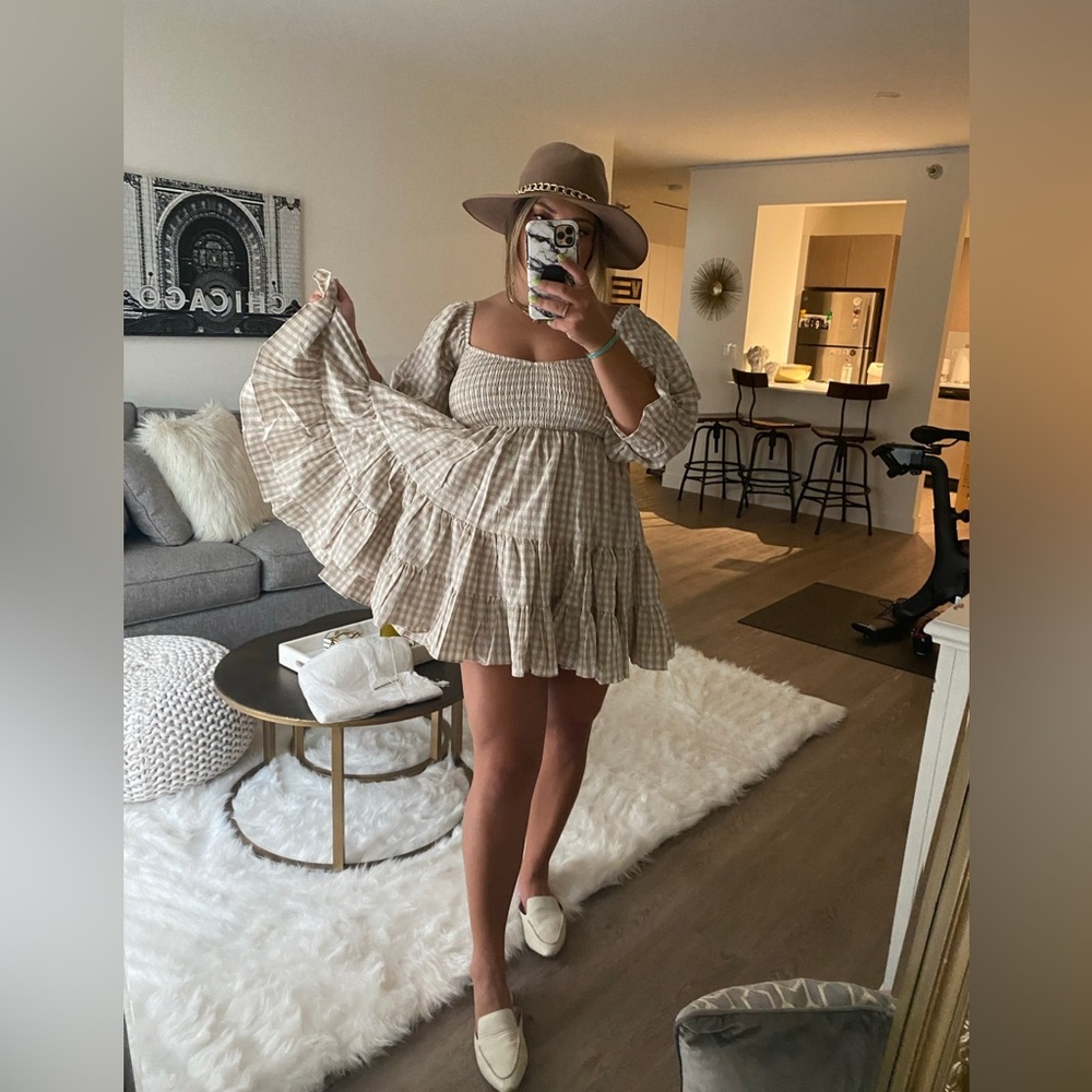 Checkered tan Madewell dress